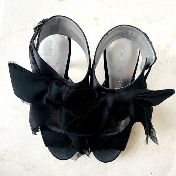 Paris Hilton sandales black satin with bow size 38M - Picture 6 of 11